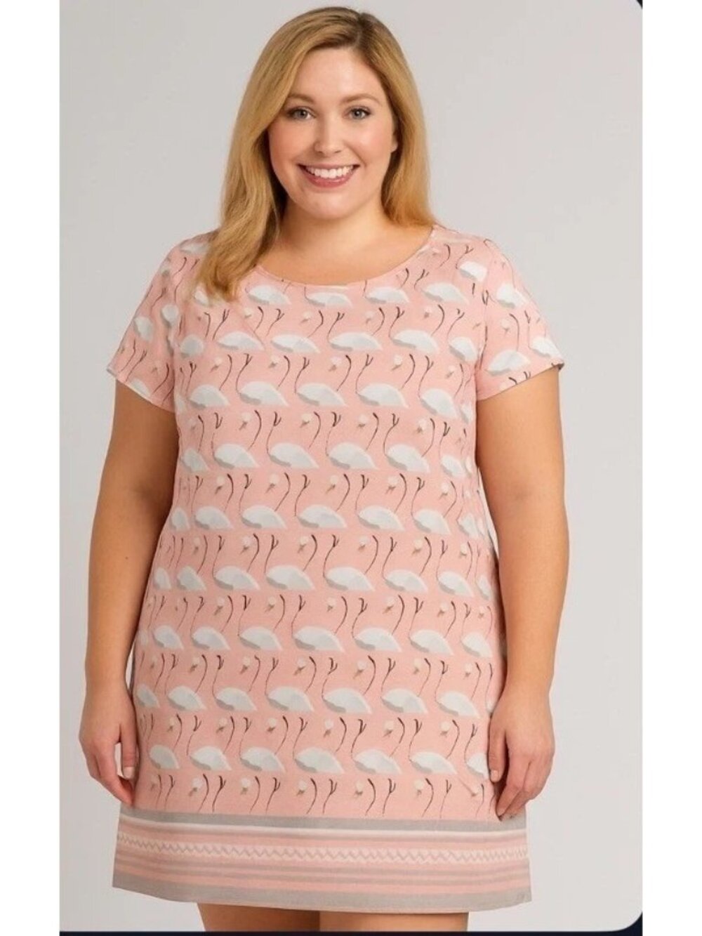 Julian Taylor New York Plus Size 18W Pink Flamingo Print Knee Length Dress Beach